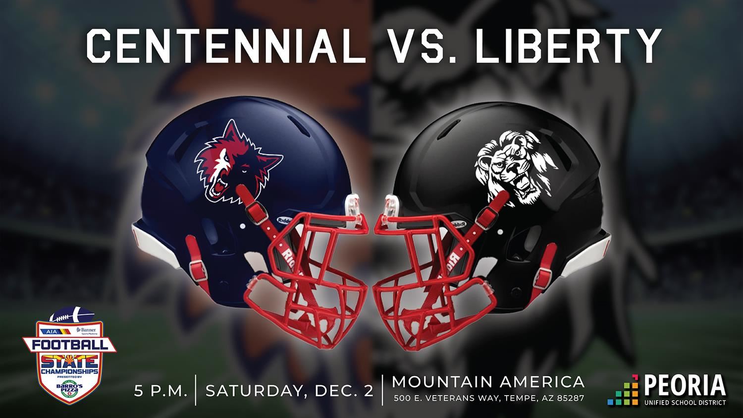  Centennial vs Liberty at 5 pm on Saturday, December 2 at Mountain America Stadium