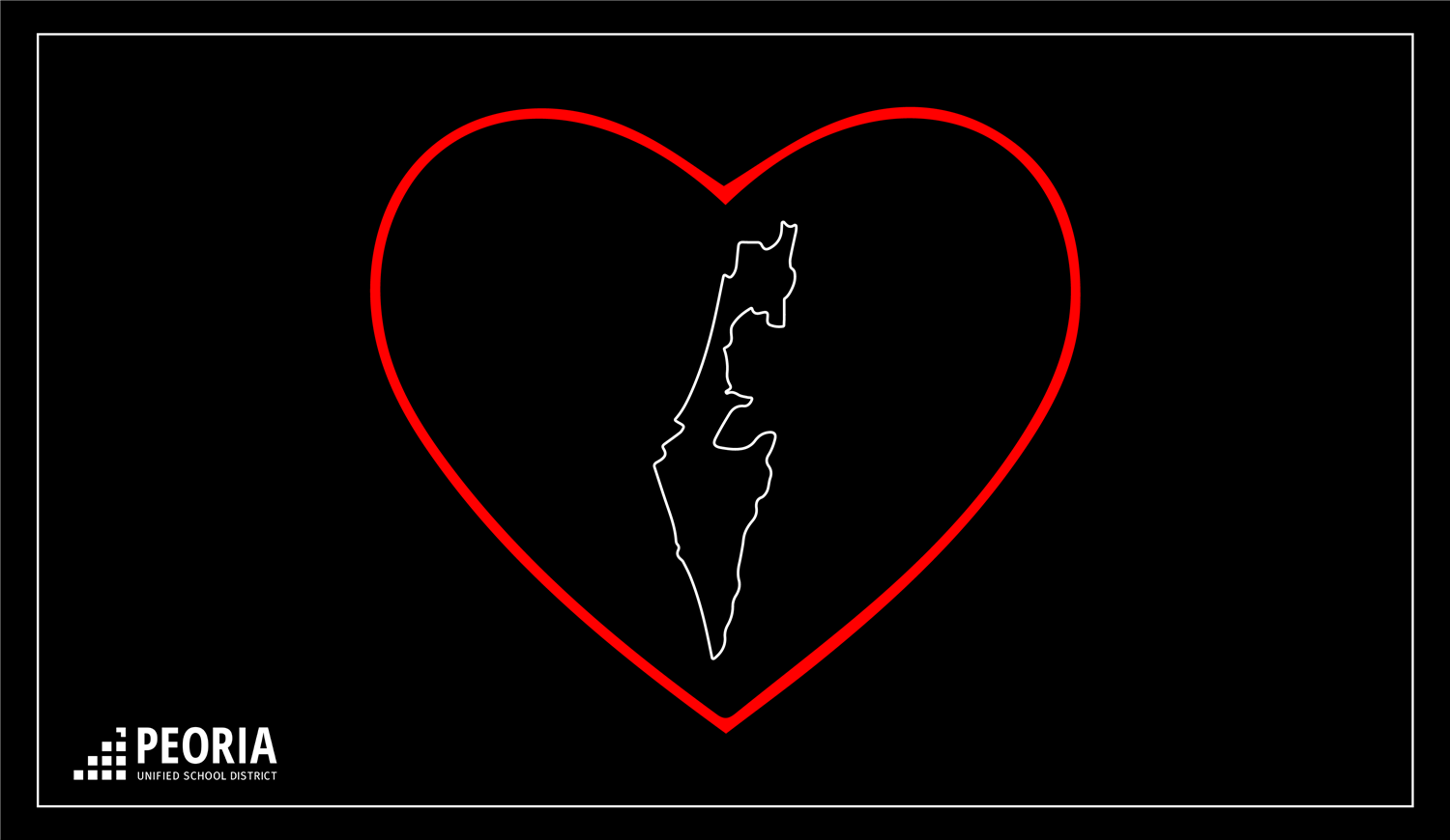  Photo of Israel with a heart around it.