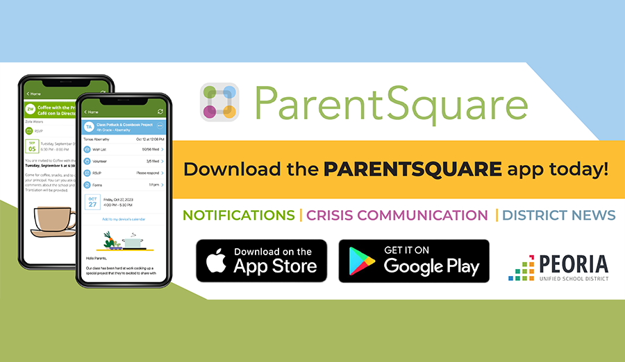  Two phones with the ParentSquare logo. Text: Download the ParentSquare app today!