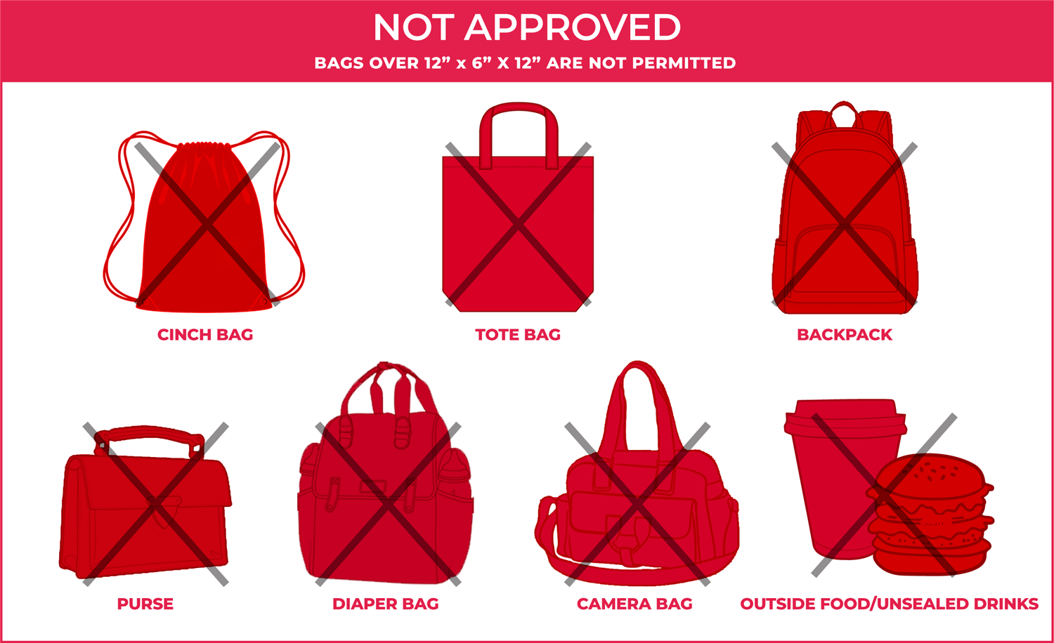 Image of items not allowed Image of items not allowed