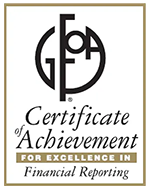 GFOA Certificate of Achievement for Excellence in financial reporting