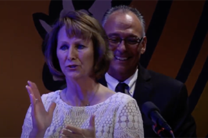 Jackie Mutchler speaks after winning award
