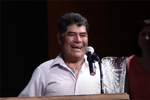 Angel Regalado speaks after winning award